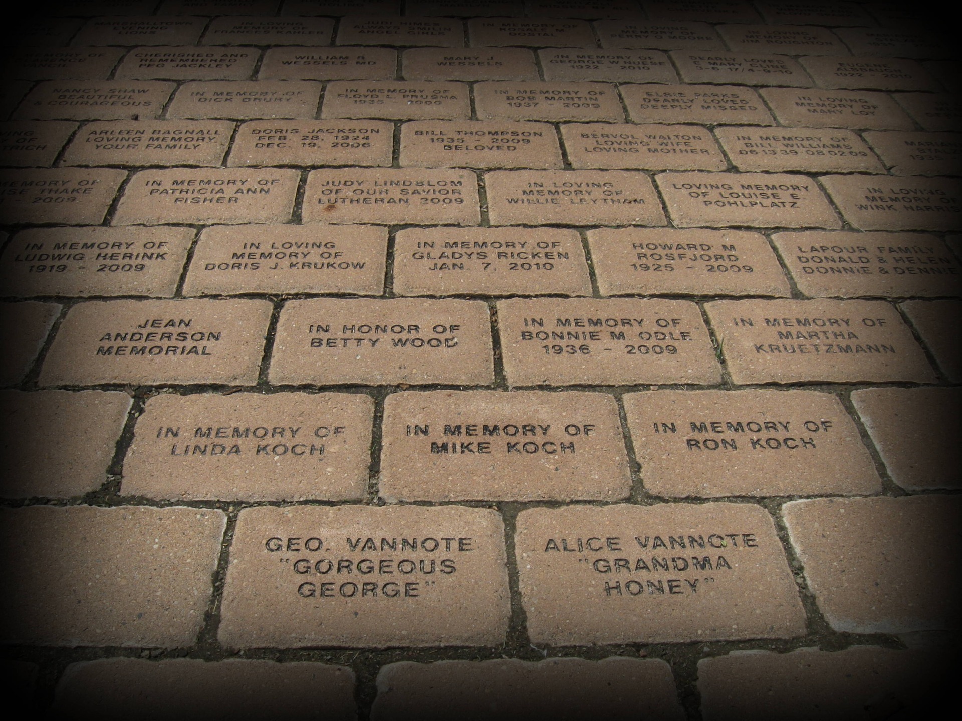 Memorial pavers at Iowa River Hospice.