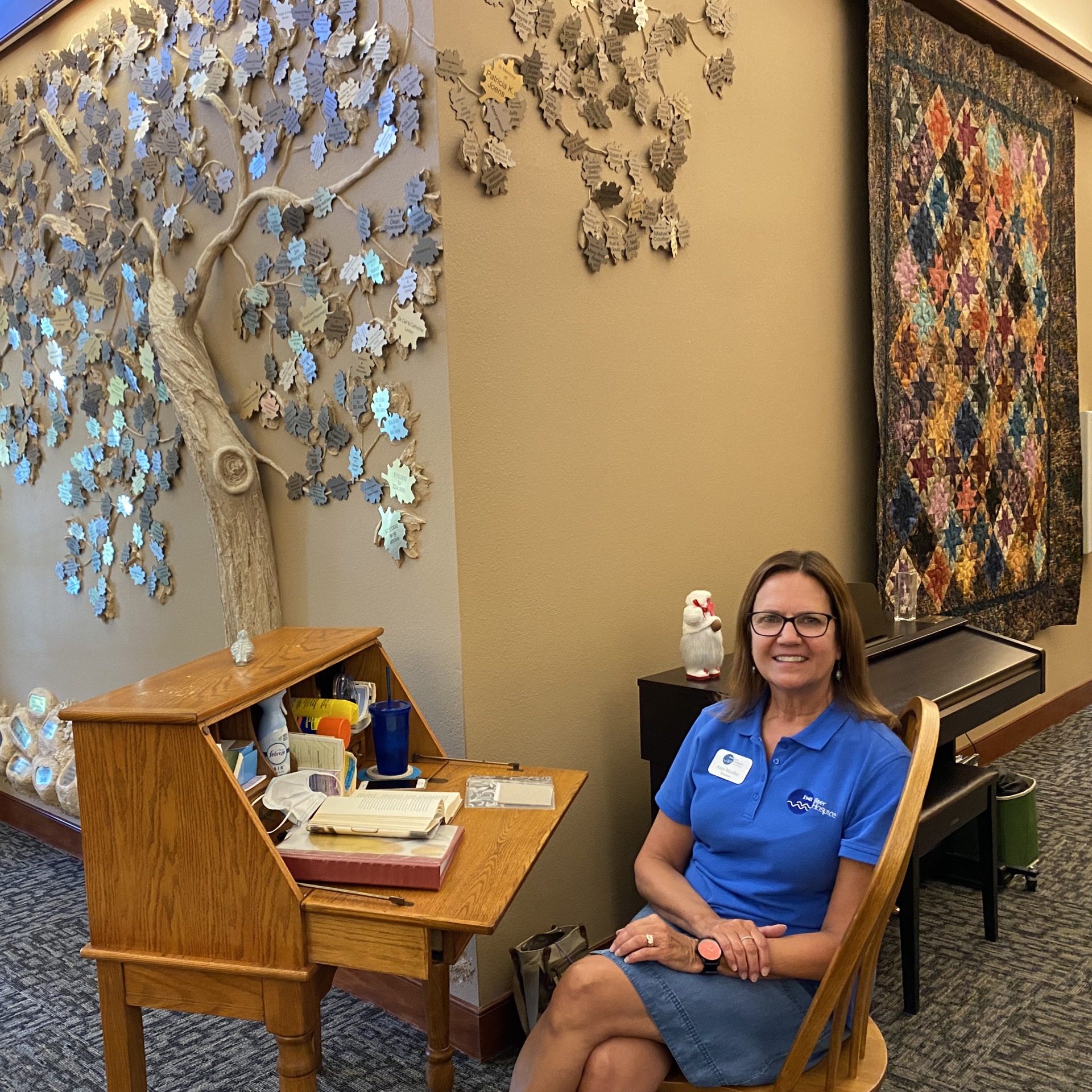 Welcome desk at Iowa River Hospice.